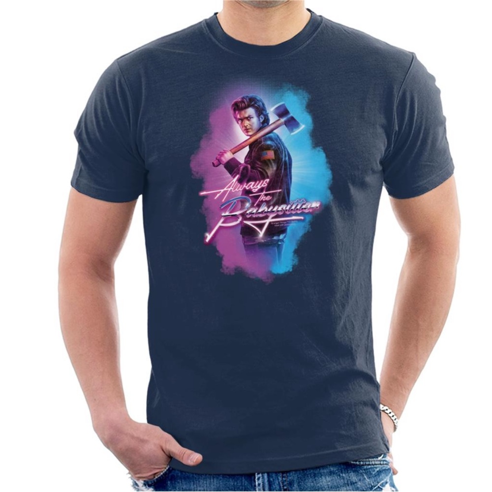 Stranger Things Steve Harrington Always the Babysitter AC Retro Men’s Black Sz L
